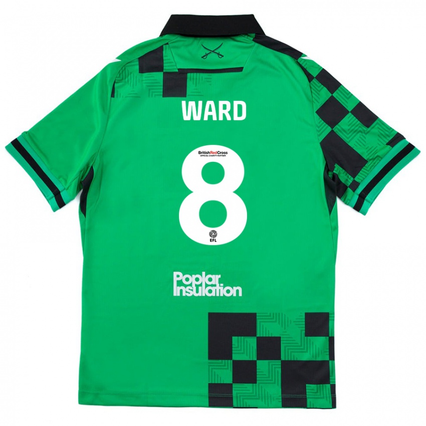 Bambino Maglia Grant Ward #8 Verde Nero Kit Gara Away 2024/25 Maglietta