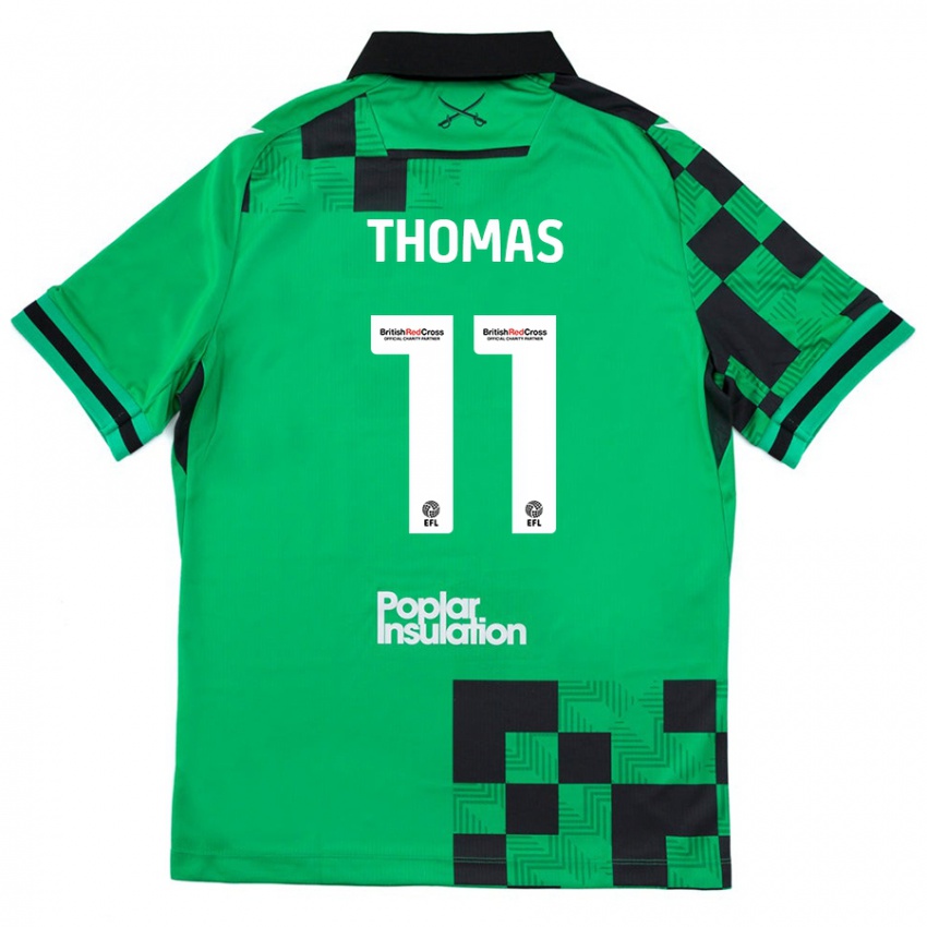 Bambino Maglia Luke Thomas #11 Verde Nero Kit Gara Away 2024/25 Maglietta