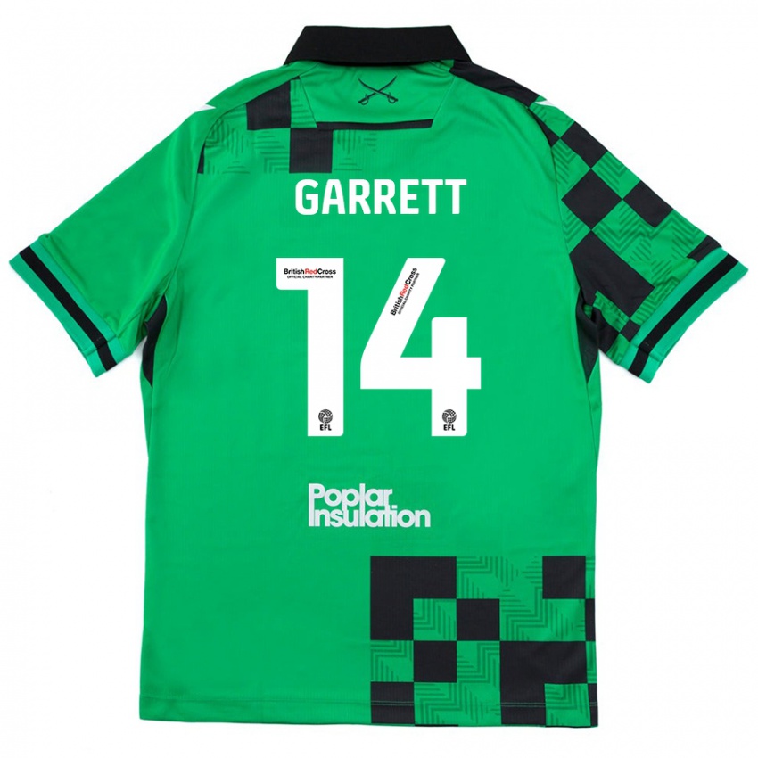 Bambino Maglia Jake Garrett #14 Verde Nero Kit Gara Away 2024/25 Maglietta