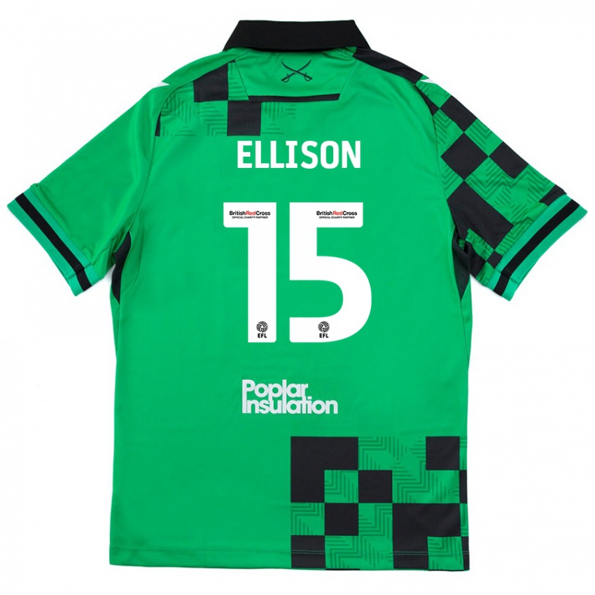 Bambino Maglia Dan Ellison #15 Verde Nero Kit Gara Away 2024/25 Maglietta