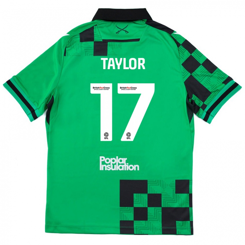 Bambino Maglia Connor Taylor #17 Verde Nero Kit Gara Away 2024/25 Maglietta