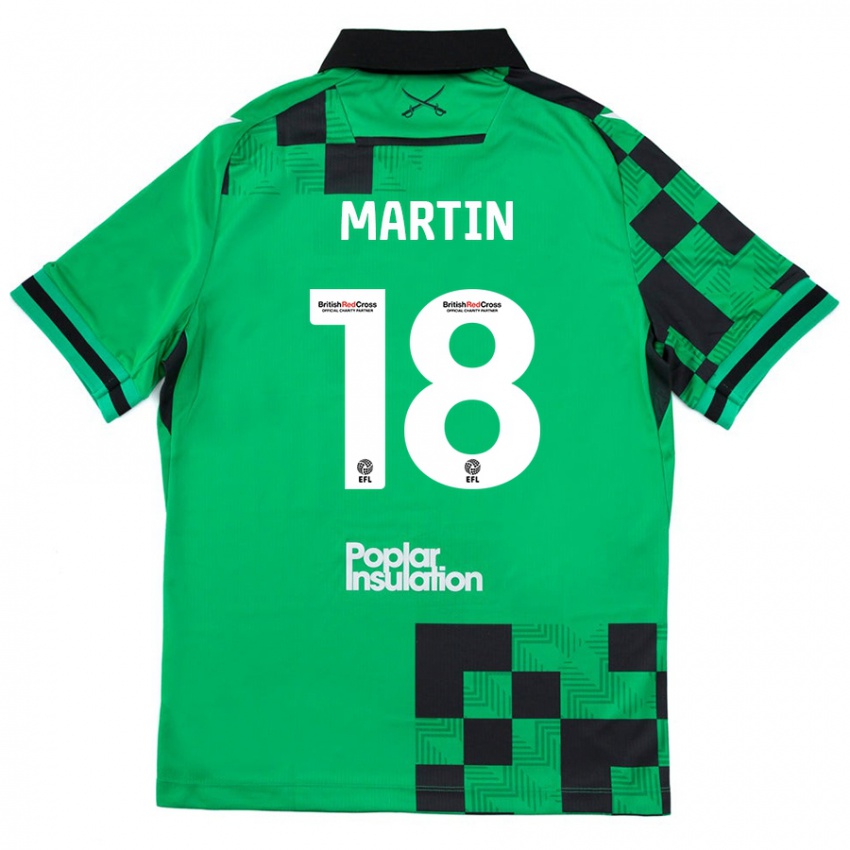 Bambino Maglia Chris Martin #18 Verde Nero Kit Gara Away 2024/25 Maglietta