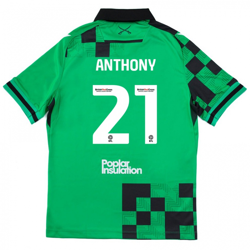 Bambino Maglia Micah Anthony #21 Verde Nero Kit Gara Away 2024/25 Maglietta