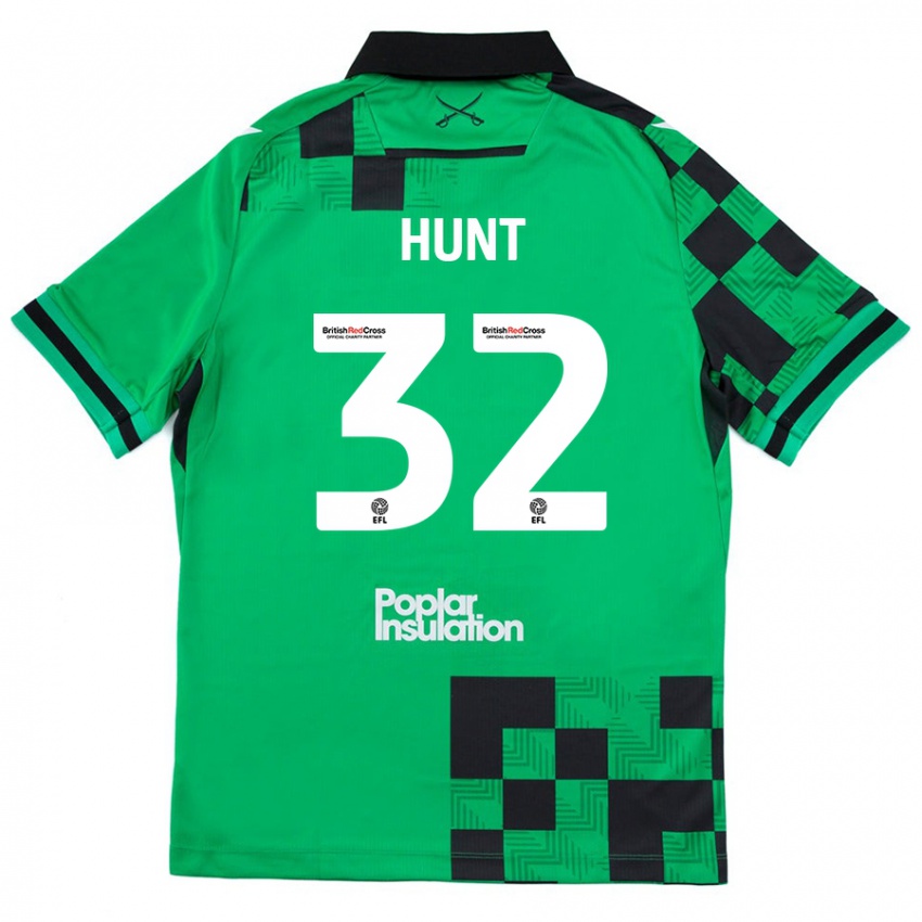 Bambino Maglia Jack Hunt #32 Verde Nero Kit Gara Away 2024/25 Maglietta