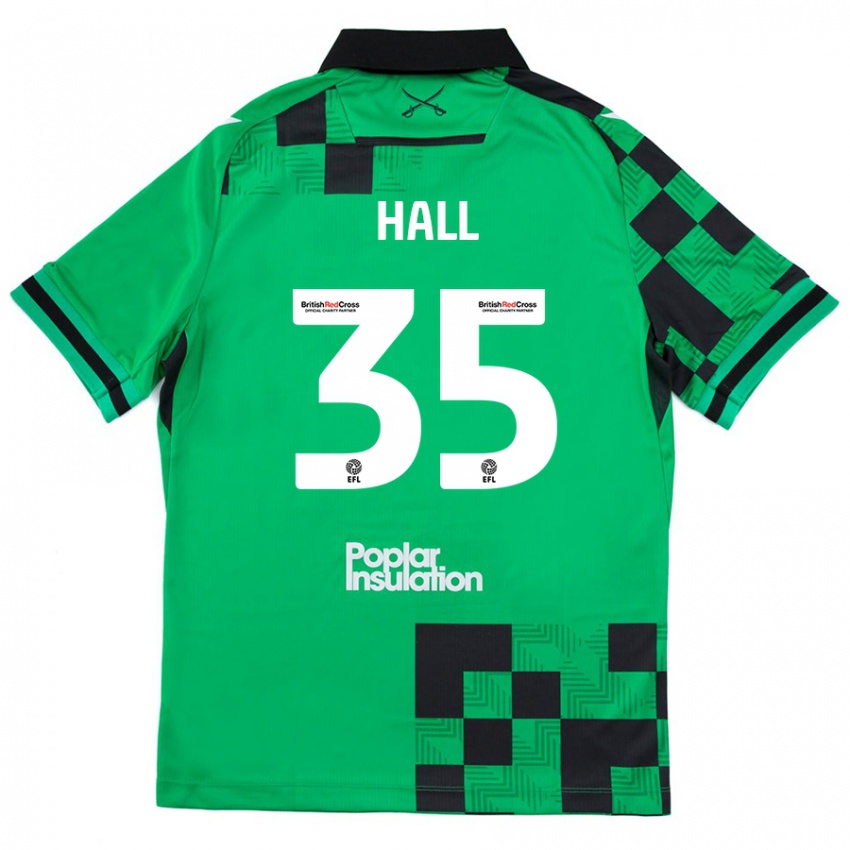 Bambino Maglia Matt Hall #35 Verde Nero Kit Gara Away 2024/25 Maglietta