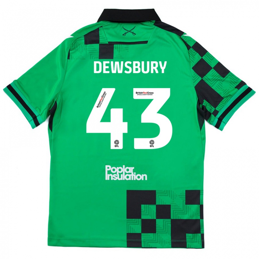 Bambino Maglia Ollie Dewsbury #43 Verde Nero Kit Gara Away 2024/25 Maglietta