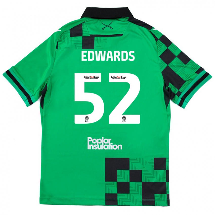 Bambino Maglia Max Edwards #52 Verde Nero Kit Gara Away 2024/25 Maglietta