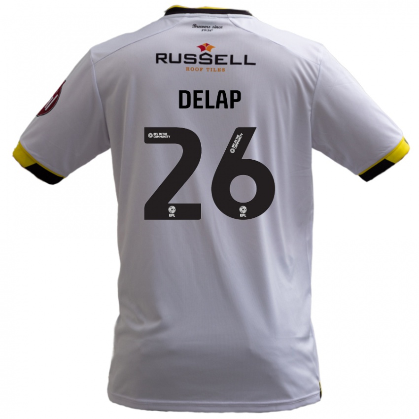 Bambino Maglia Finn Delap #26 Bianco Kit Gara Away 2024/25 Maglietta