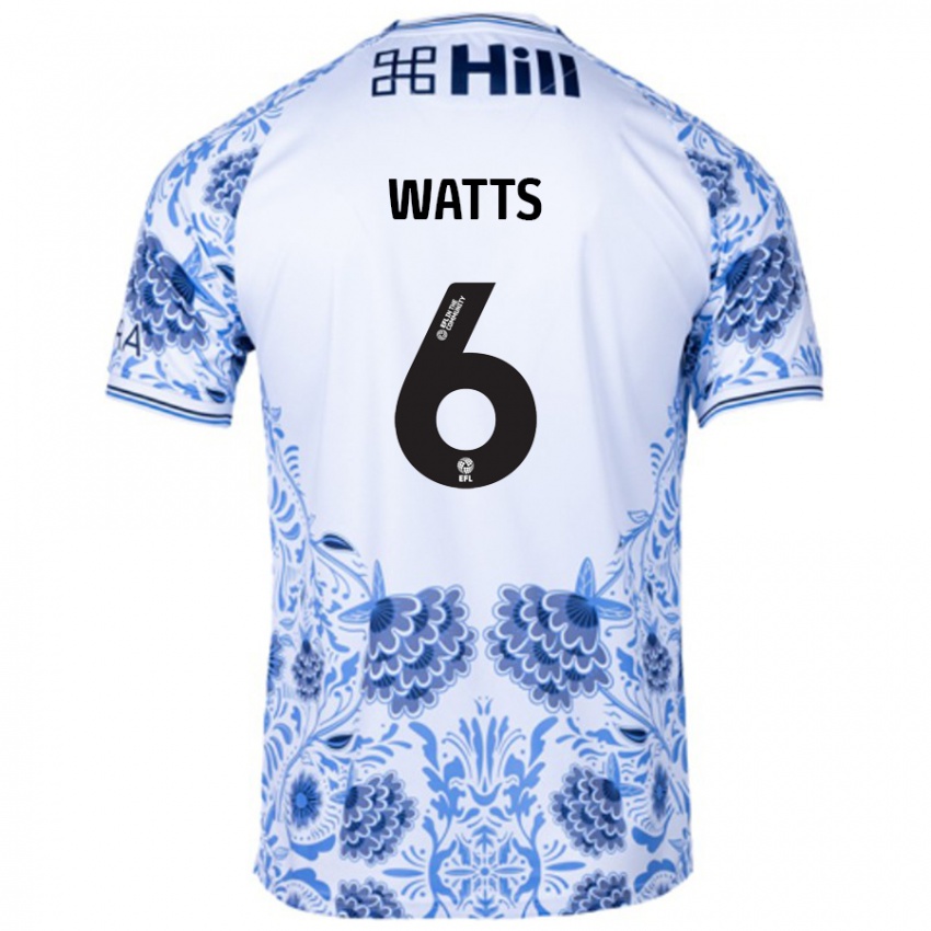 Bambino Maglia Kell Watts #6 Bianco Blu Kit Gara Away 2024/25 Maglietta