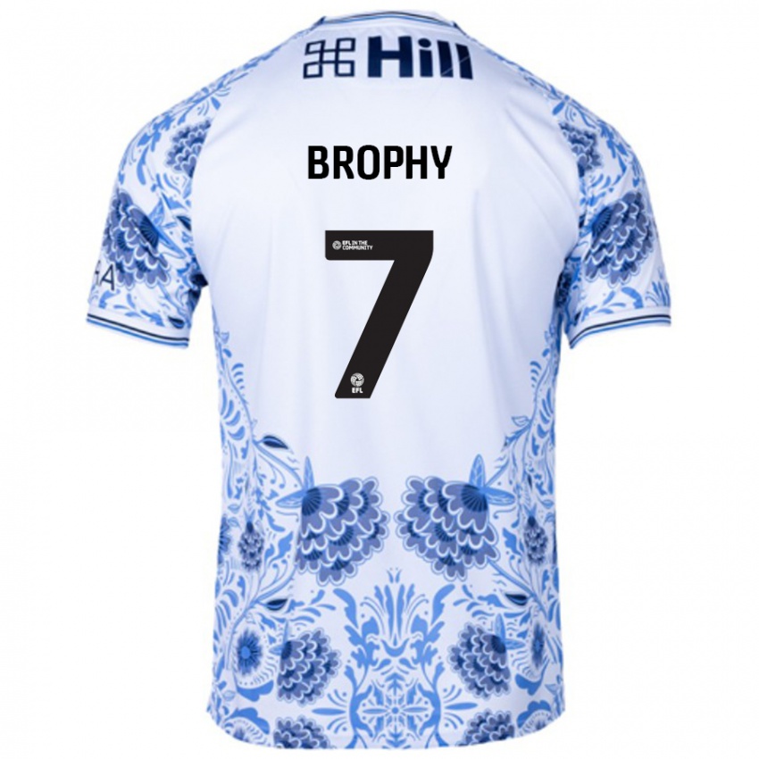 Bambino Maglia James Brophy #7 Bianco Blu Kit Gara Away 2024/25 Maglietta