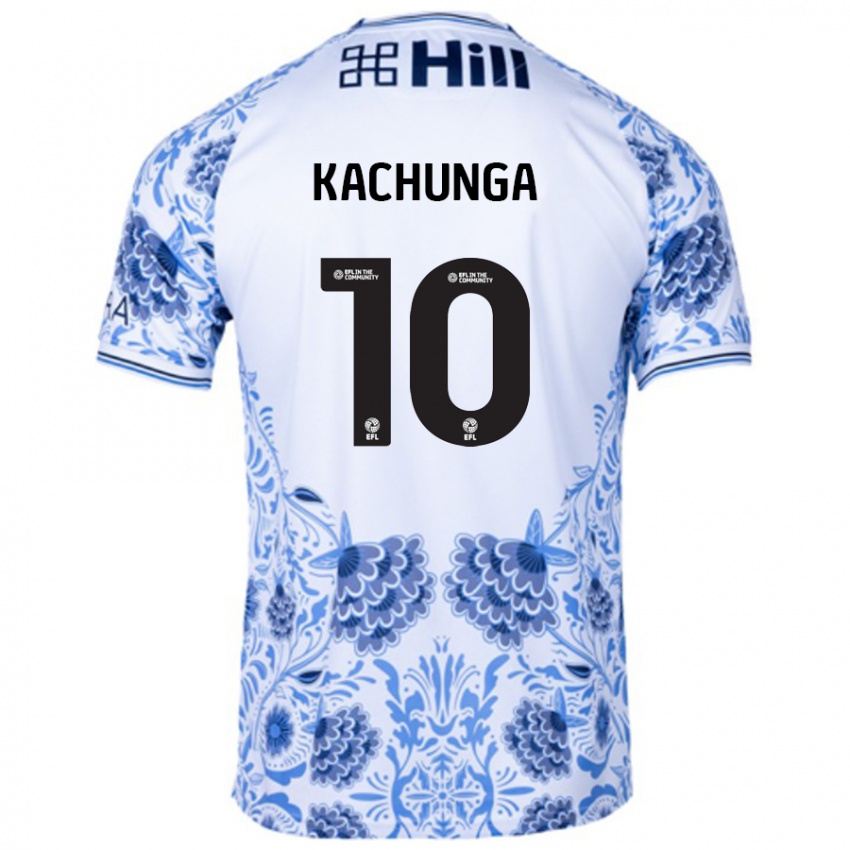 Bambino Maglia Elias Kachunga #10 Bianco Blu Kit Gara Away 2024/25 Maglietta