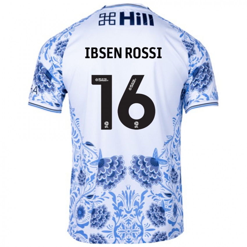 Bambino Maglia Zeno Ibsen Rossi #16 Bianco Blu Kit Gara Away 2024/25 Maglietta