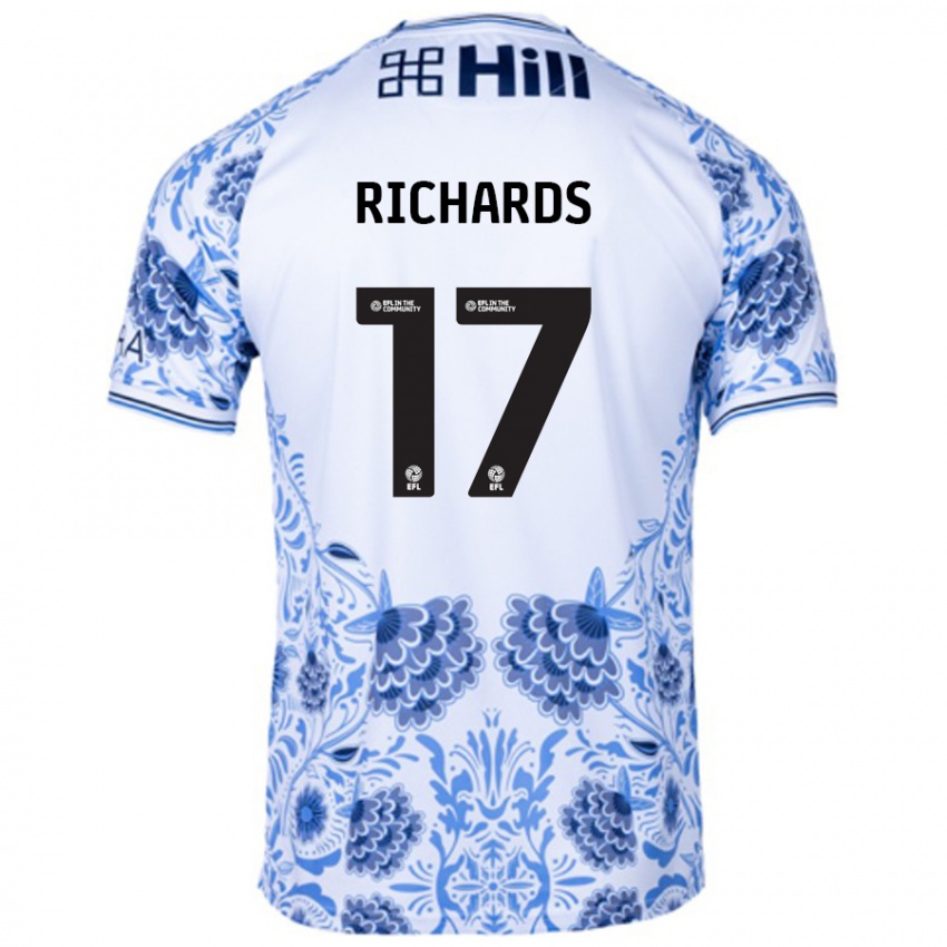 Bambino Maglia Taylor Richards #17 Bianco Blu Kit Gara Away 2024/25 Maglietta