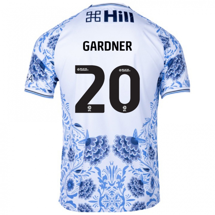 Bambino Maglia Gary Gardner #20 Bianco Blu Kit Gara Away 2024/25 Maglietta