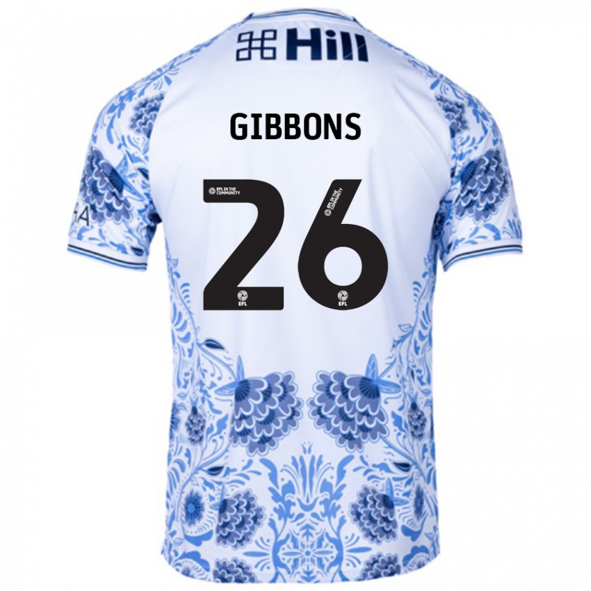 Bambino Maglia James Gibbons #26 Bianco Blu Kit Gara Away 2024/25 Maglietta