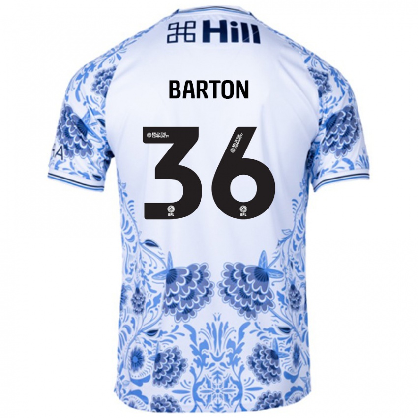 Bambino Maglia Dan Barton #36 Bianco Blu Kit Gara Away 2024/25 Maglietta