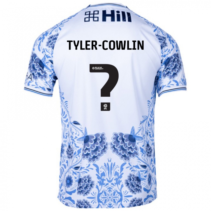 Bambino Maglia Danny Tyler-Cowlin #0 Bianco Blu Kit Gara Away 2024/25 Maglietta