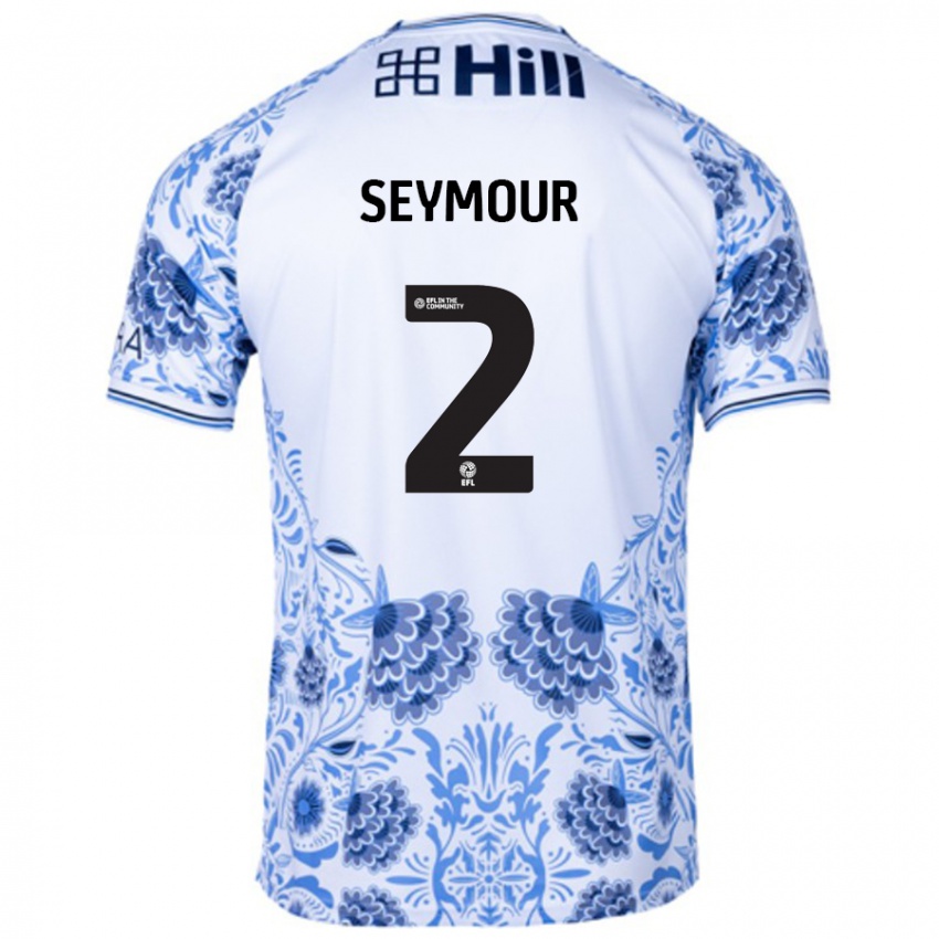 Bambino Maglia Mayzee Seymour #2 Bianco Blu Kit Gara Away 2024/25 Maglietta