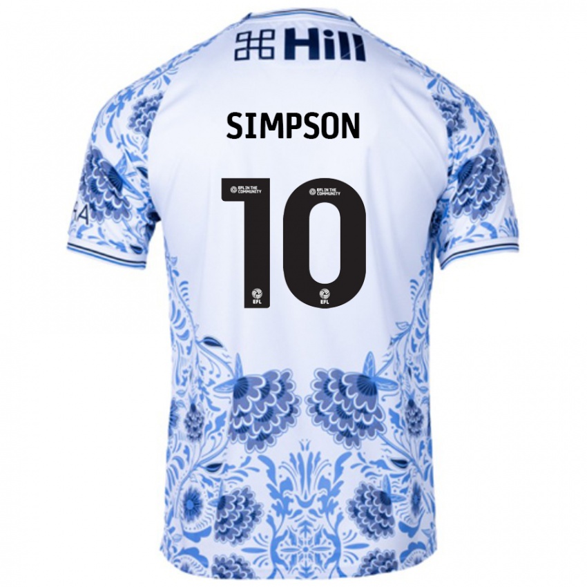 Bambino Maglia Harley-Jean Simpson #10 Bianco Blu Kit Gara Away 2024/25 Maglietta