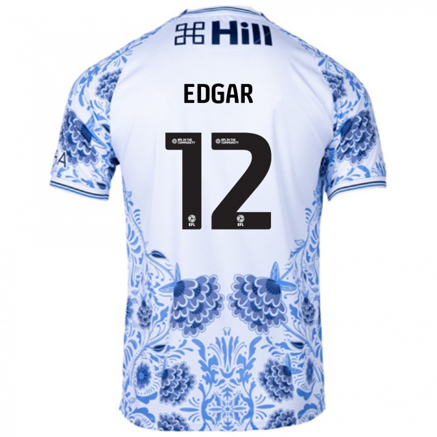 Bambino Maglia Sammy Edgar #12 Bianco Blu Kit Gara Away 2024/25 Maglietta