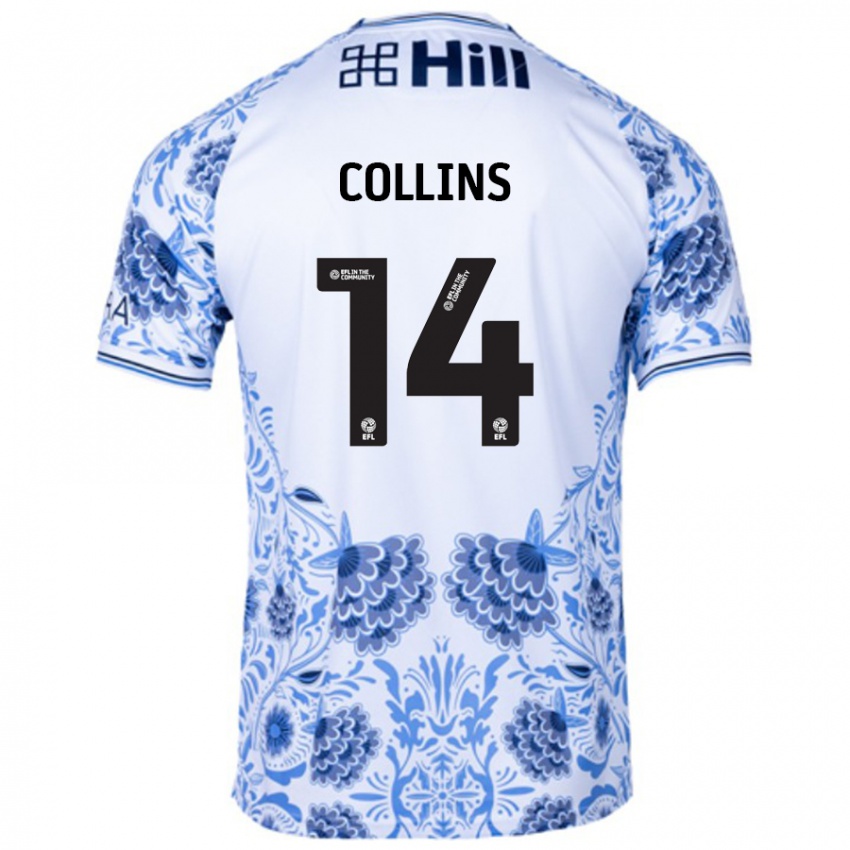 Bambino Maglia Natasha Collins #14 Bianco Blu Kit Gara Away 2024/25 Maglietta