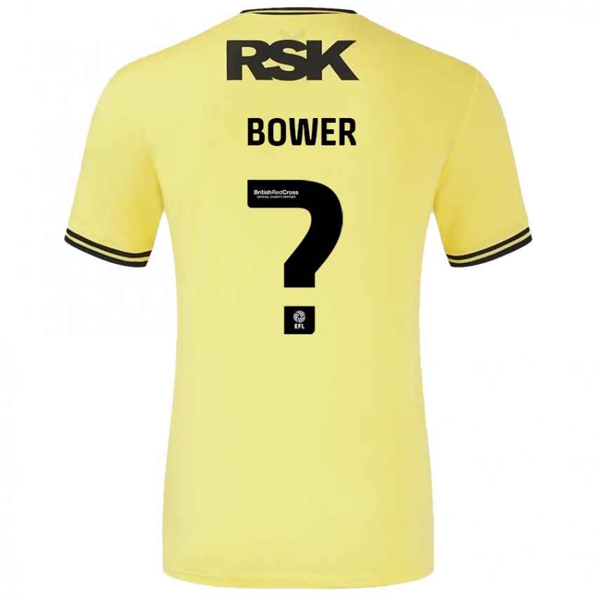 Bambino Maglia Toby Bower #0 Giallo Nero Kit Gara Away 2024/25 Maglietta