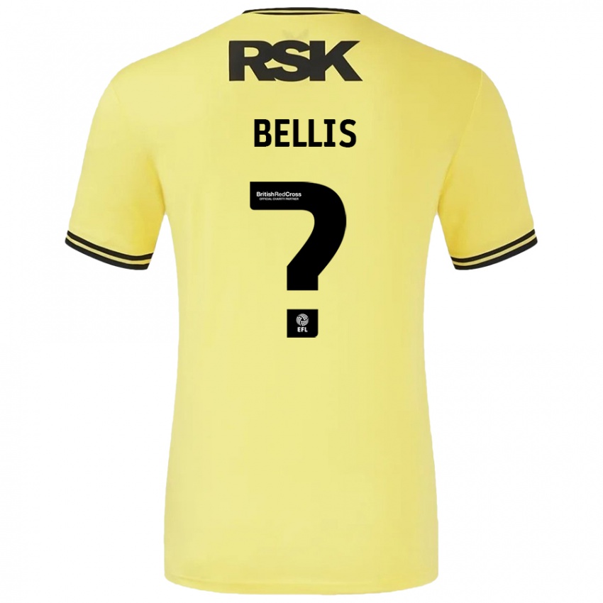 Bambino Maglia Reece Bellis #0 Giallo Nero Kit Gara Away 2024/25 Maglietta