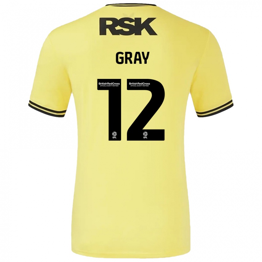 Bambino Maglia Jessica Gray #12 Giallo Nero Kit Gara Away 2024/25 Maglietta