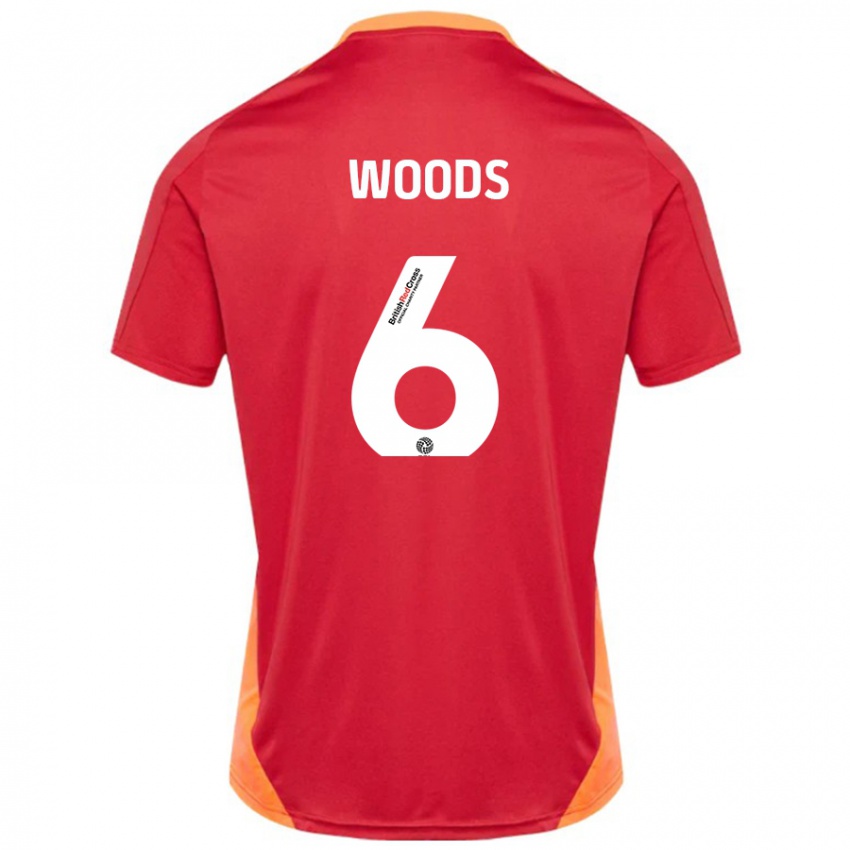 Bambino Maglia Ryan Woods #6 Blu Bianco Sporco Kit Gara Away 2024/25 Maglietta