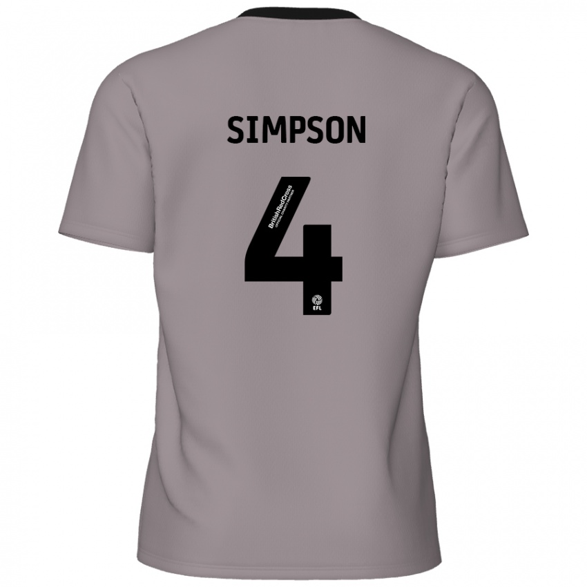 Bambino Maglia Jack Simpson #4 Grigio Kit Gara Away 2024/25 Maglietta