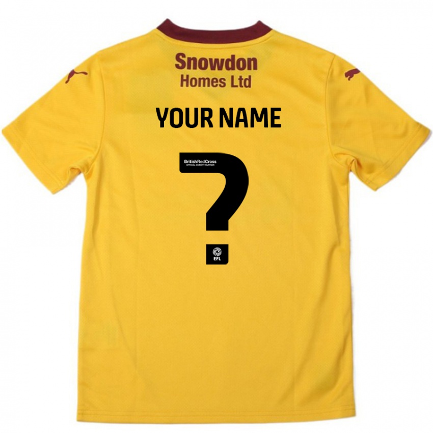 Bambino Maglia Il Tuo Nome #0 Arancione Borgogna Kit Gara Away 2024/25 Maglietta