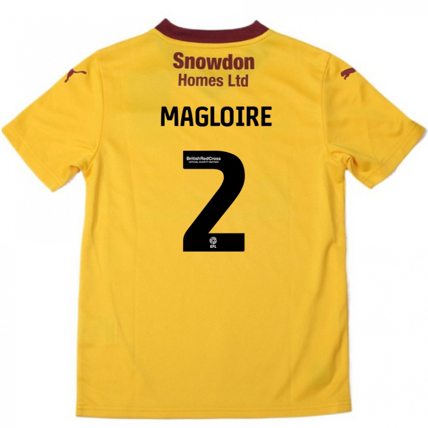 Bambino Maglia Tyler Magloire #2 Arancione Borgogna Kit Gara Away 2024/25 Maglietta