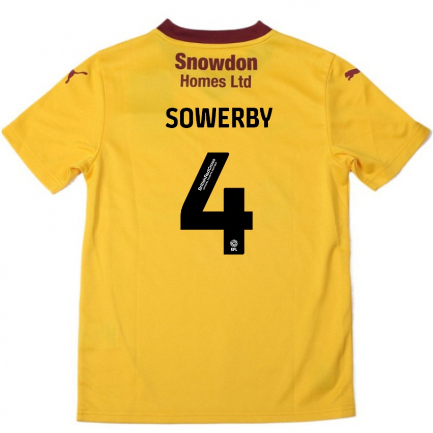 Bambino Maglia Jack Sowerby #4 Arancione Borgogna Kit Gara Away 2024/25 Maglietta