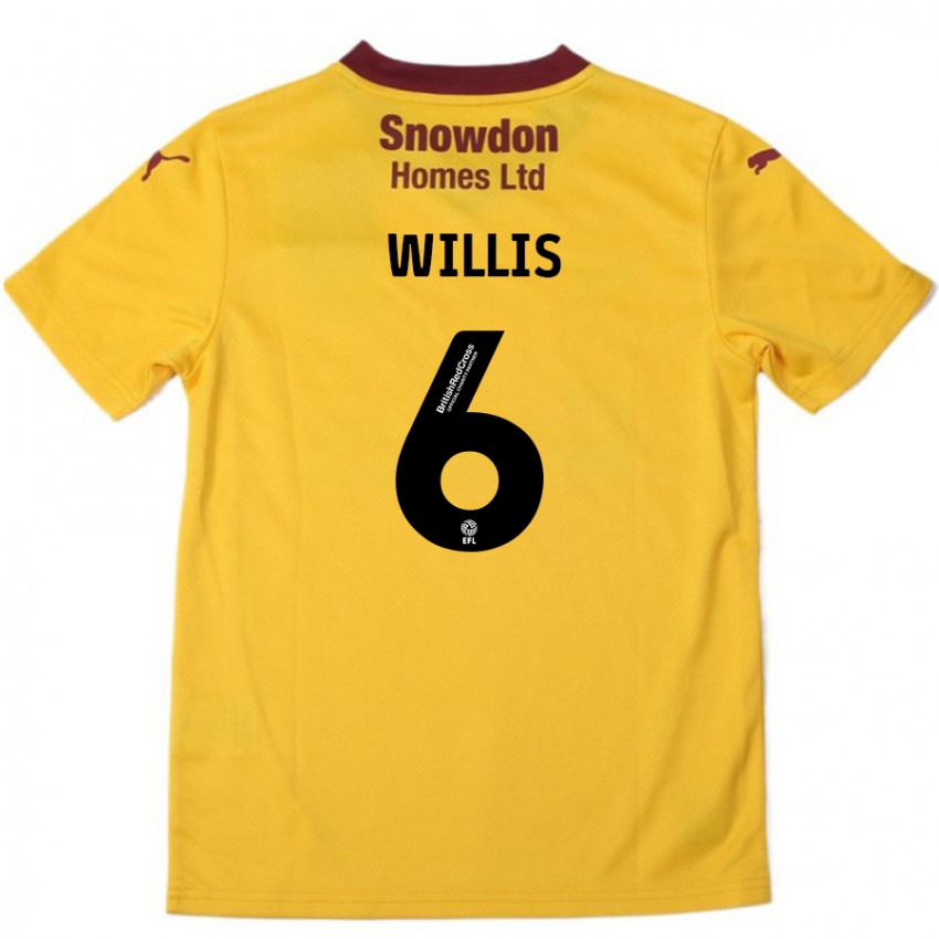 Bambino Maglia Jordan Willis #6 Arancione Borgogna Kit Gara Away 2024/25 Maglietta