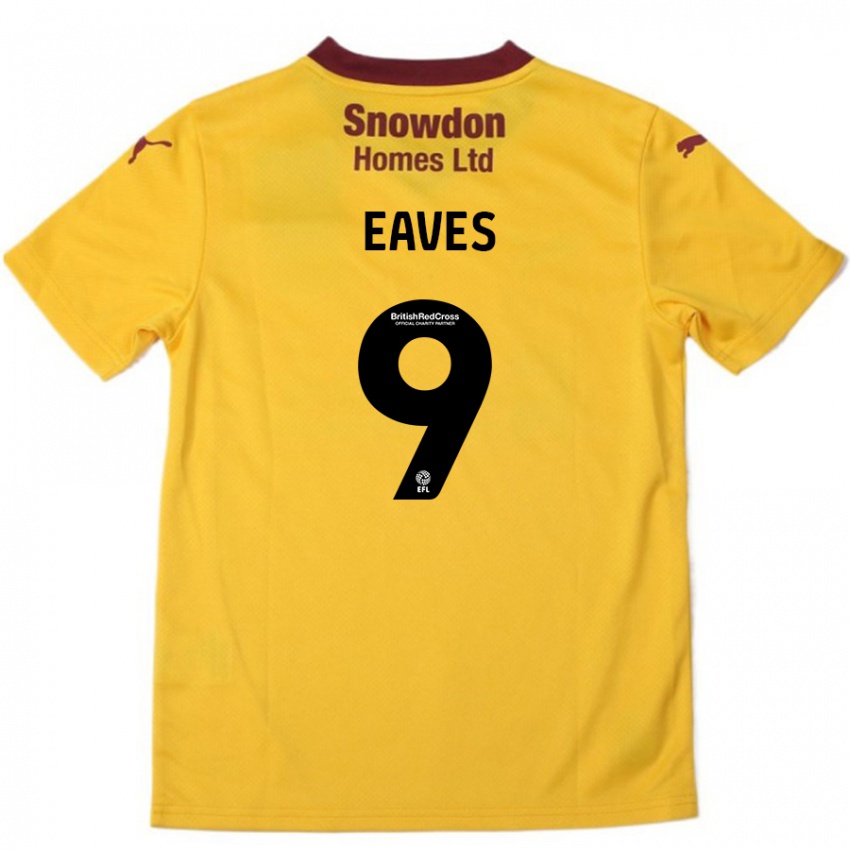 Bambino Maglia Tom Eaves #9 Arancione Borgogna Kit Gara Away 2024/25 Maglietta