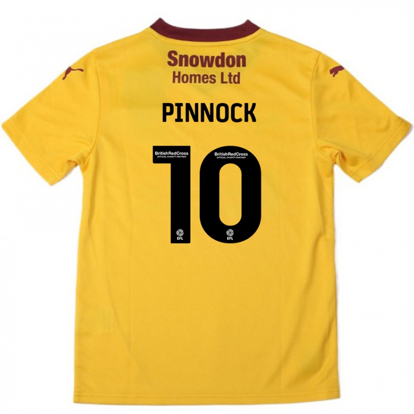 Bambino Maglia Mitch Pinnock #10 Arancione Borgogna Kit Gara Away 2024/25 Maglietta