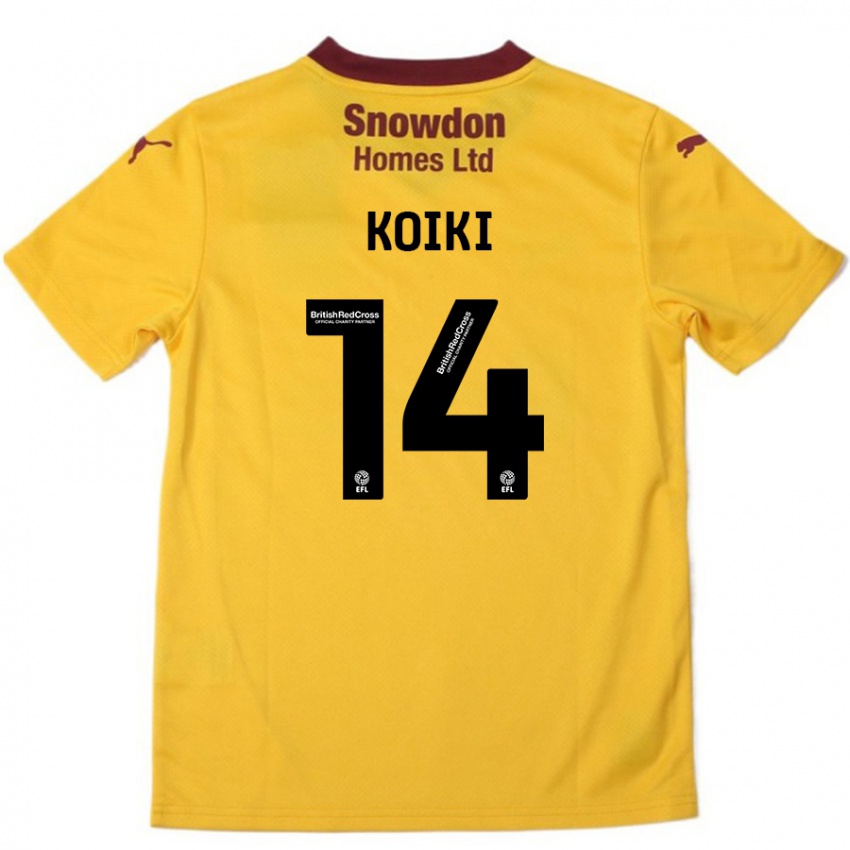 Bambino Maglia Ali Koiki #14 Arancione Borgogna Kit Gara Away 2024/25 Maglietta