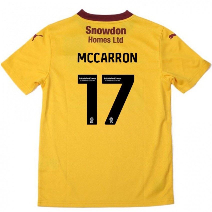 Bambino Maglia Liam Mccarron #17 Arancione Borgogna Kit Gara Away 2024/25 Maglietta