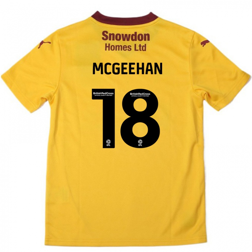 Bambino Maglia Cameron Mcgeehan #18 Arancione Borgogna Kit Gara Away 2024/25 Maglietta