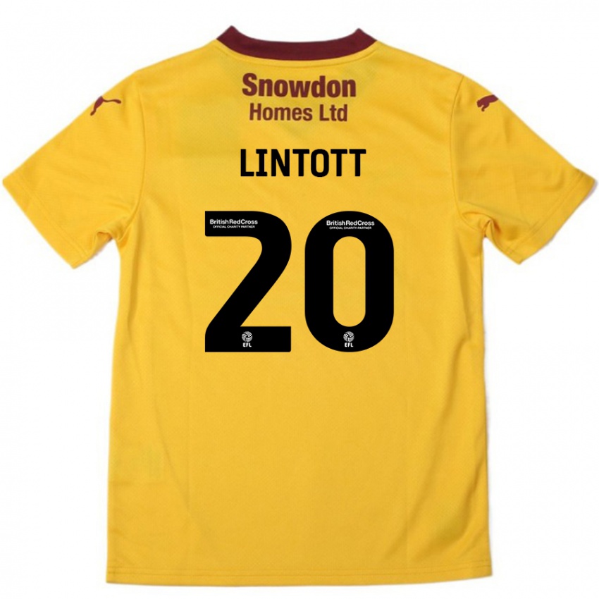 Bambino Maglia Harvey Lintott #20 Arancione Borgogna Kit Gara Away 2024/25 Maglietta