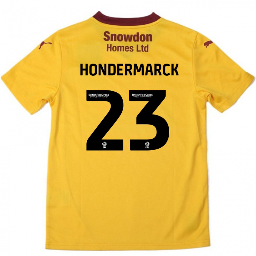 Bambino Maglia William Hondermarck #23 Arancione Borgogna Kit Gara Away 2024/25 Maglietta