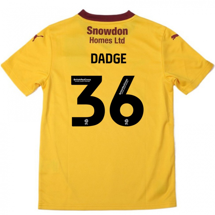 Bambino Maglia James Dadge #36 Arancione Borgogna Kit Gara Away 2024/25 Maglietta