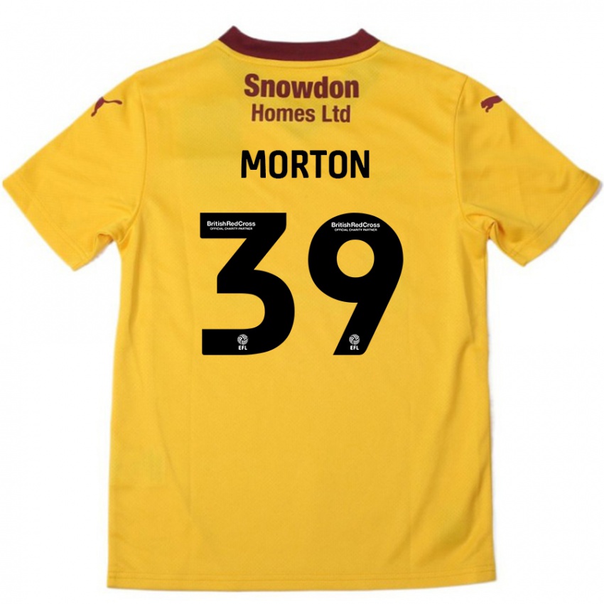 Bambino Maglia Callum Morton #39 Arancione Borgogna Kit Gara Away 2024/25 Maglietta