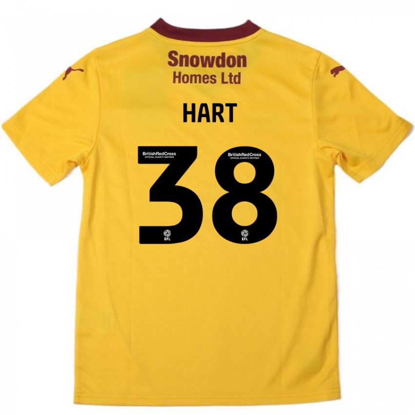 Bambino Maglia Jamari Hart #38 Arancione Borgogna Kit Gara Away 2024/25 Maglietta