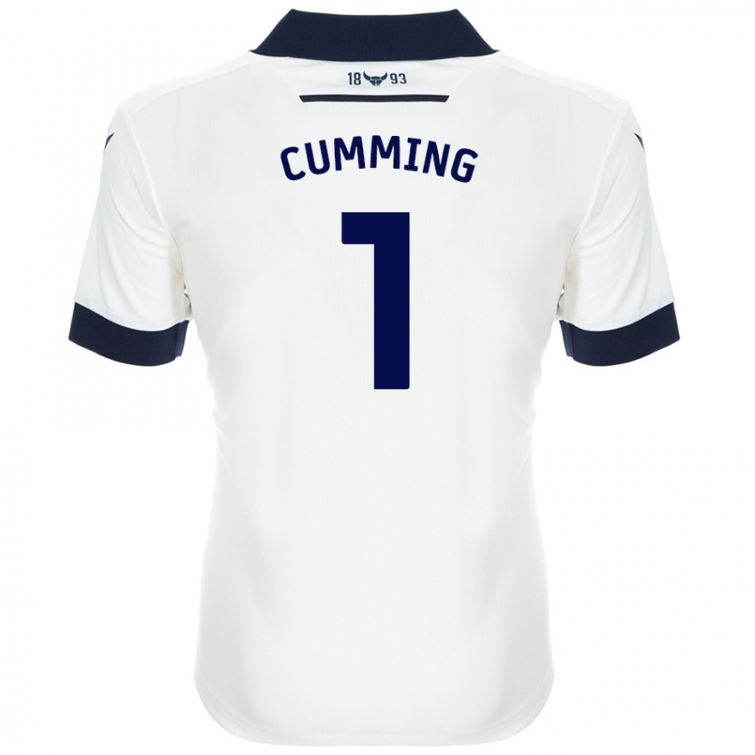 Bambino Maglia Jamie Cumming #1 Bianco Blu Navy Kit Gara Away 2024/25 Maglietta