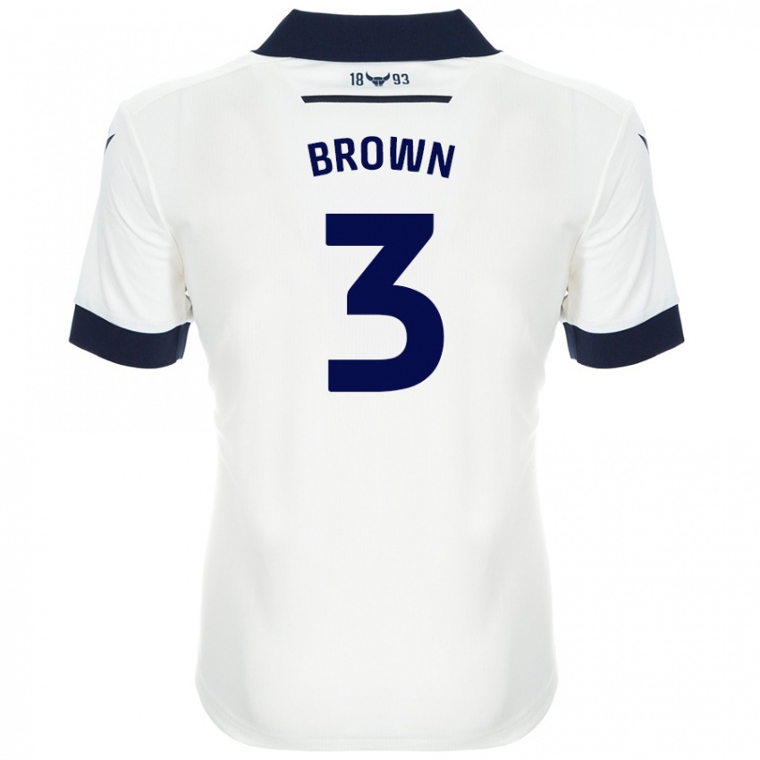 Bambino Maglia Ciaron Brown #3 Bianco Blu Navy Kit Gara Away 2024/25 Maglietta