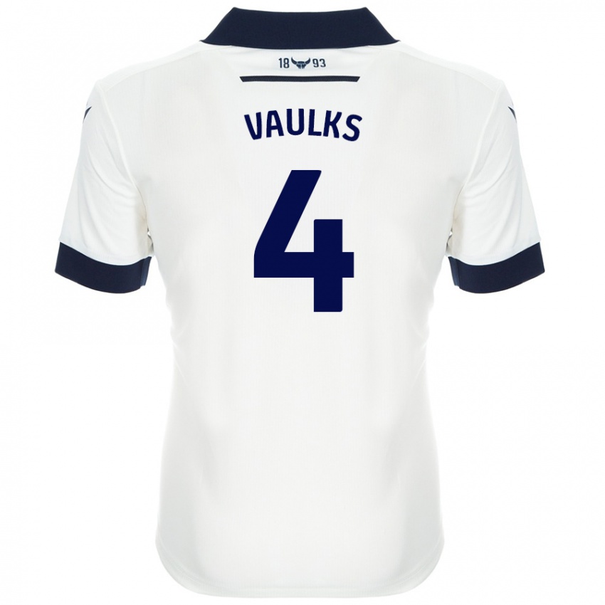 Bambino Maglia Will Vaulks #4 Bianco Blu Navy Kit Gara Away 2024/25 Maglietta