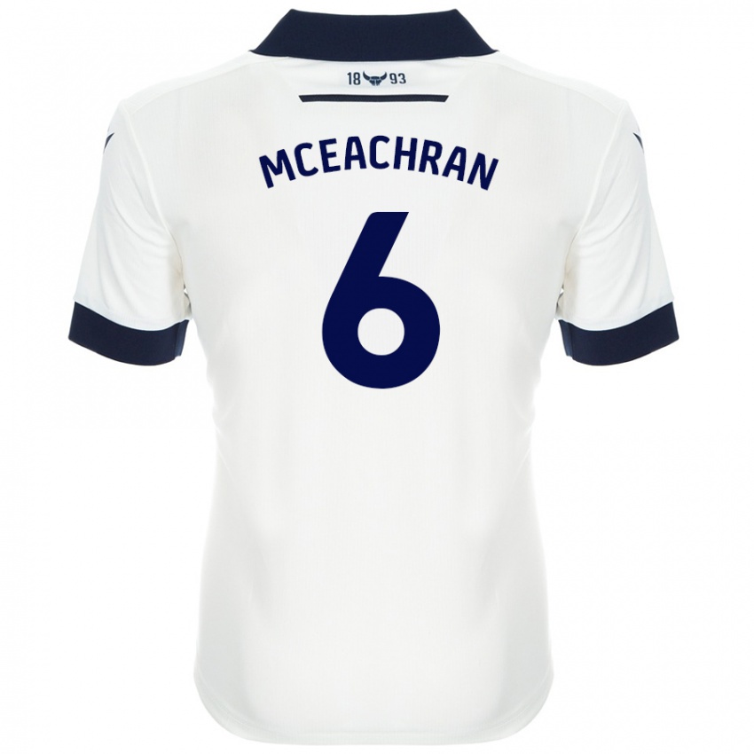 Bambino Maglia Josh Mceachran #6 Bianco Blu Navy Kit Gara Away 2024/25 Maglietta