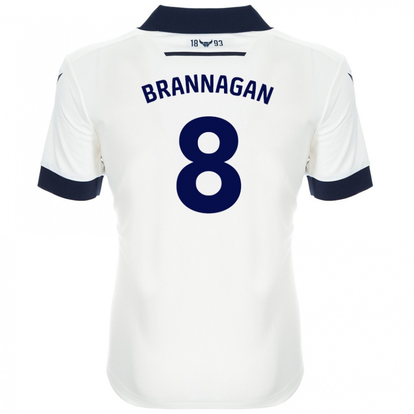 Bambino Maglia Cameron Brannagan #8 Bianco Blu Navy Kit Gara Away 2024/25 Maglietta