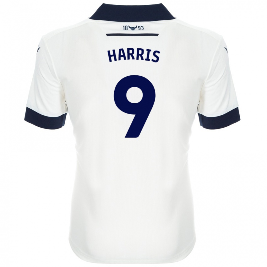 Bambino Maglia Mark Harris #9 Bianco Blu Navy Kit Gara Away 2024/25 Maglietta